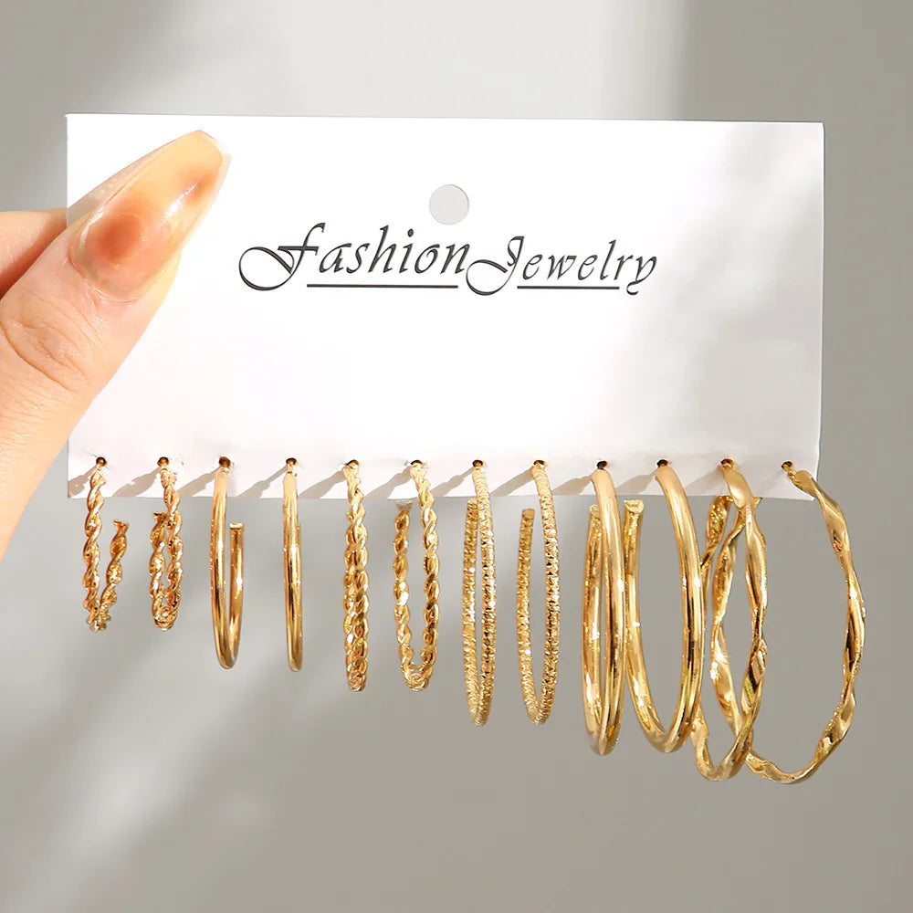 Geometric Stud Earrings Set – Exaggerated Women’s Fashion Jewelry