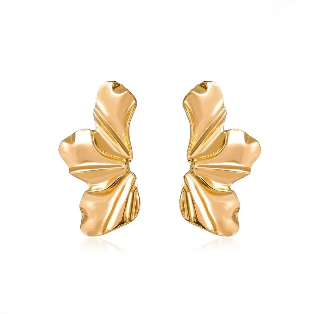 Big Metal Flower Earrings – Gold & Silver Irregular Women’s Jewelry