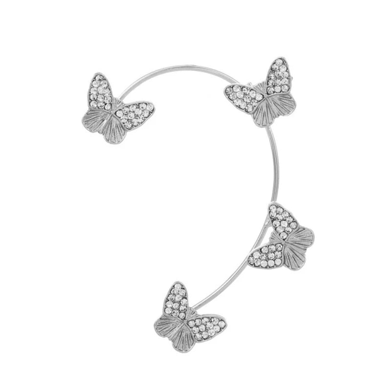 Butterfly Zircon Ear Cuff – Silver Plated Clip Earrings for Women