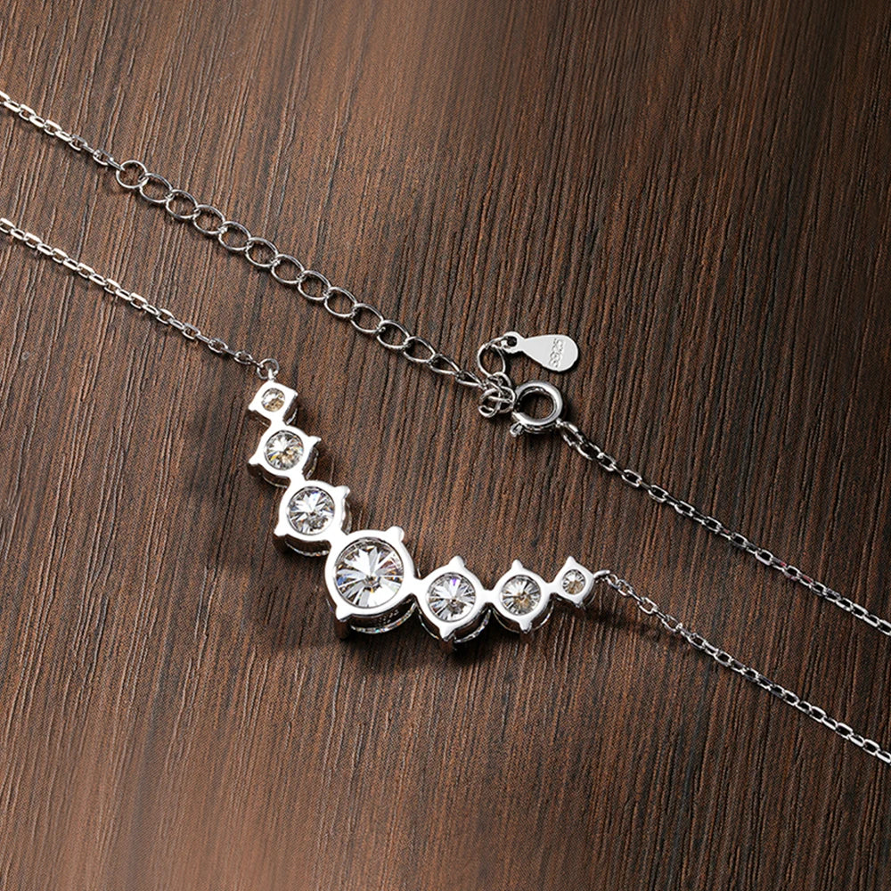 Moissanite Pendant Necklace – 925 Sterling Silver & 18K White Gold