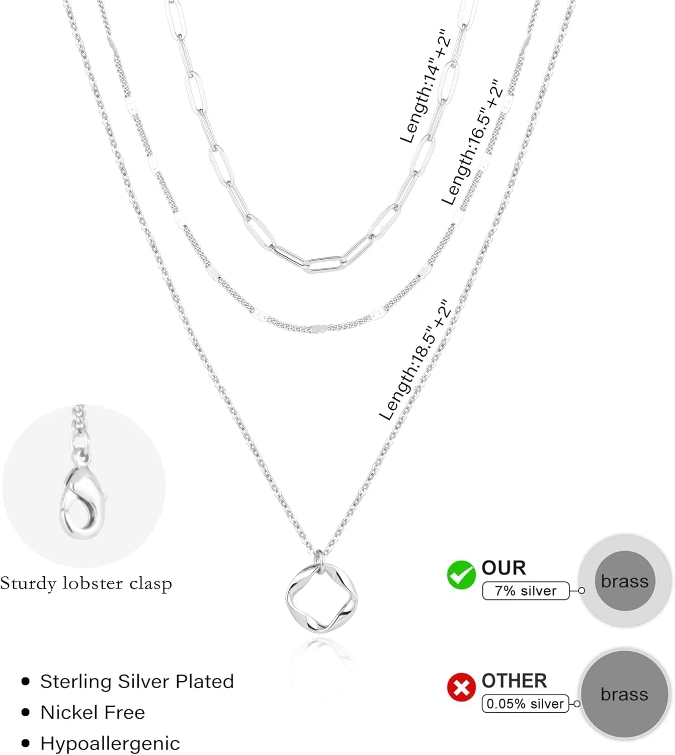 Layered Gold Necklace Set – Women’s 14K Plated Paperclip Chain Jewelry