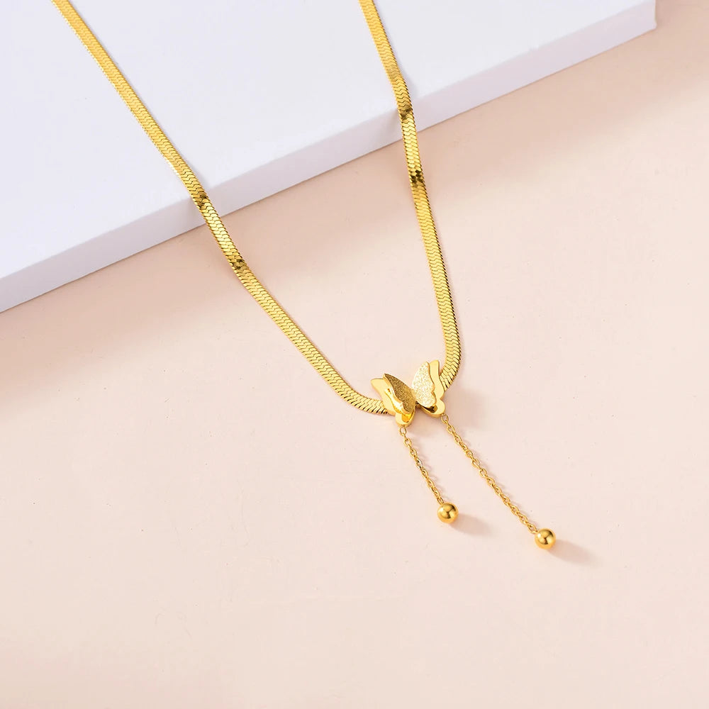 Multilayer Butterfly Necklace – Women’s Gold Stainless Steel Choker