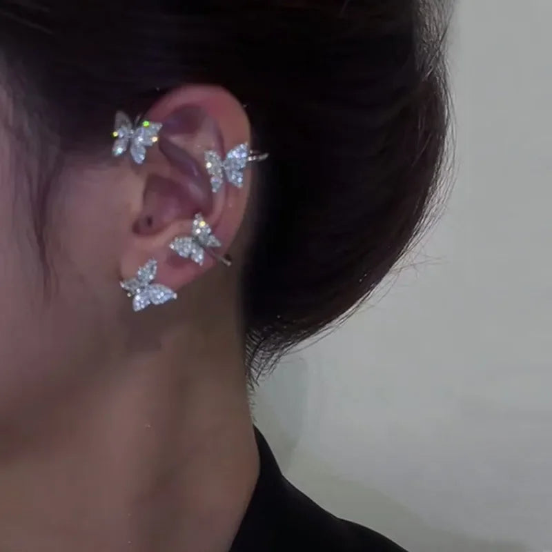 Butterfly Zircon Ear Cuff – Silver Plated Clip Earrings for Women