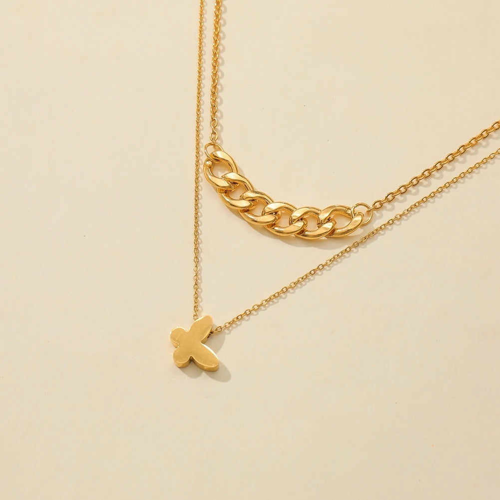 Multilayer Butterfly Necklace – Women’s Gold Stainless Steel Choker