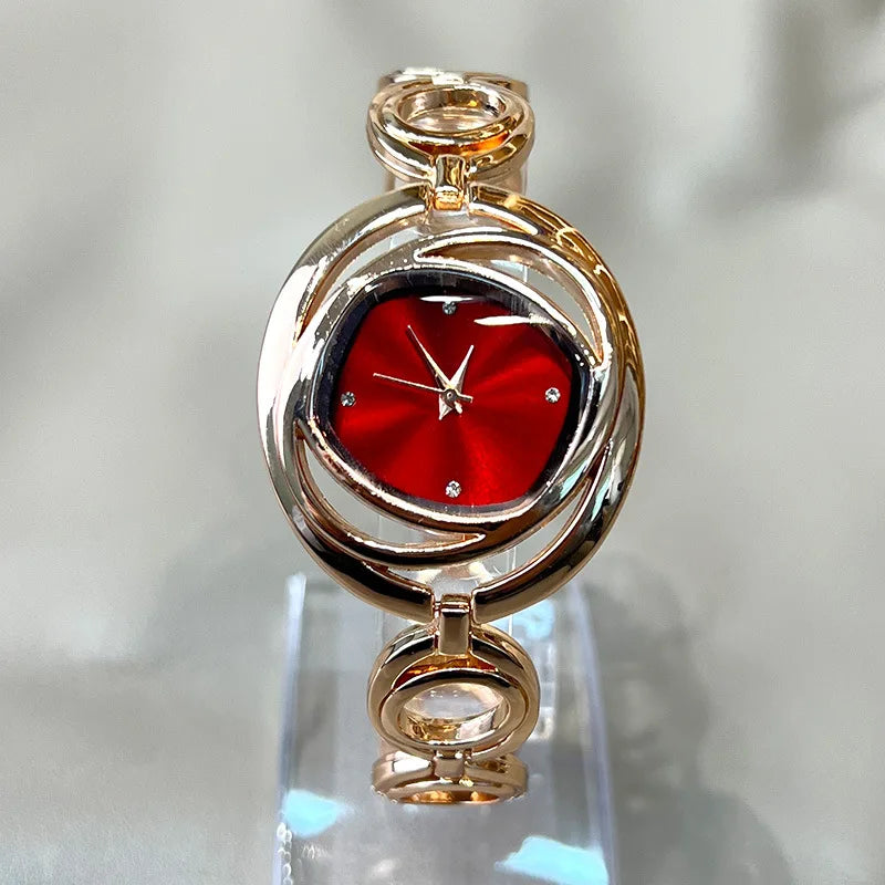 Women’s Classic Gold Bracelet Watch – Luxury Alloy Quartz Wristwatch