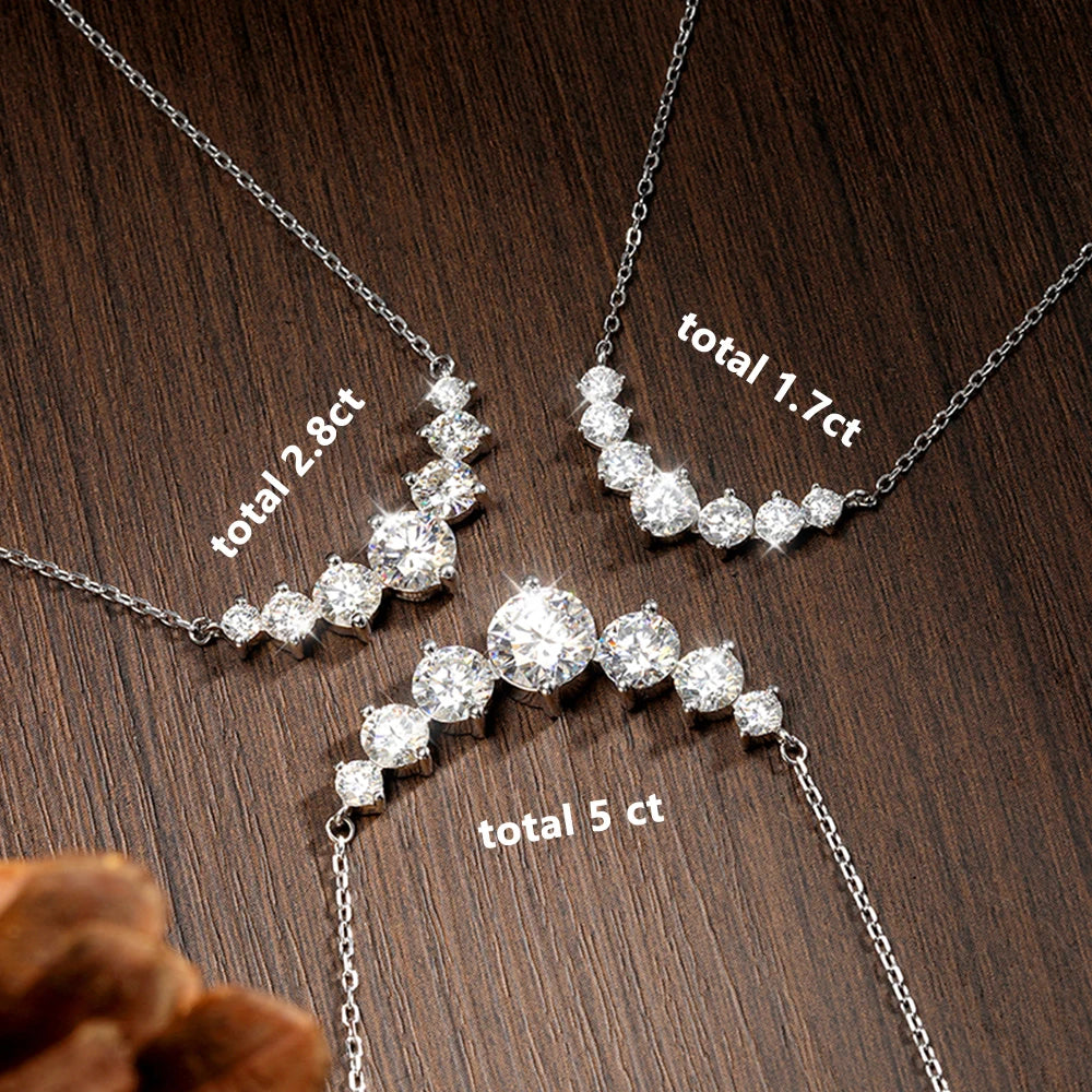 Moissanite Pendant Necklace – 925 Sterling Silver & 18K White Gold