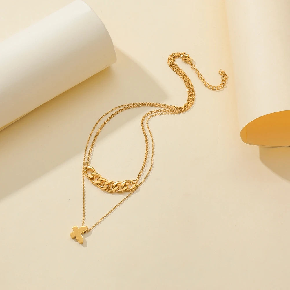 Multilayer Butterfly Necklace – Women’s Gold Stainless Steel Choker
