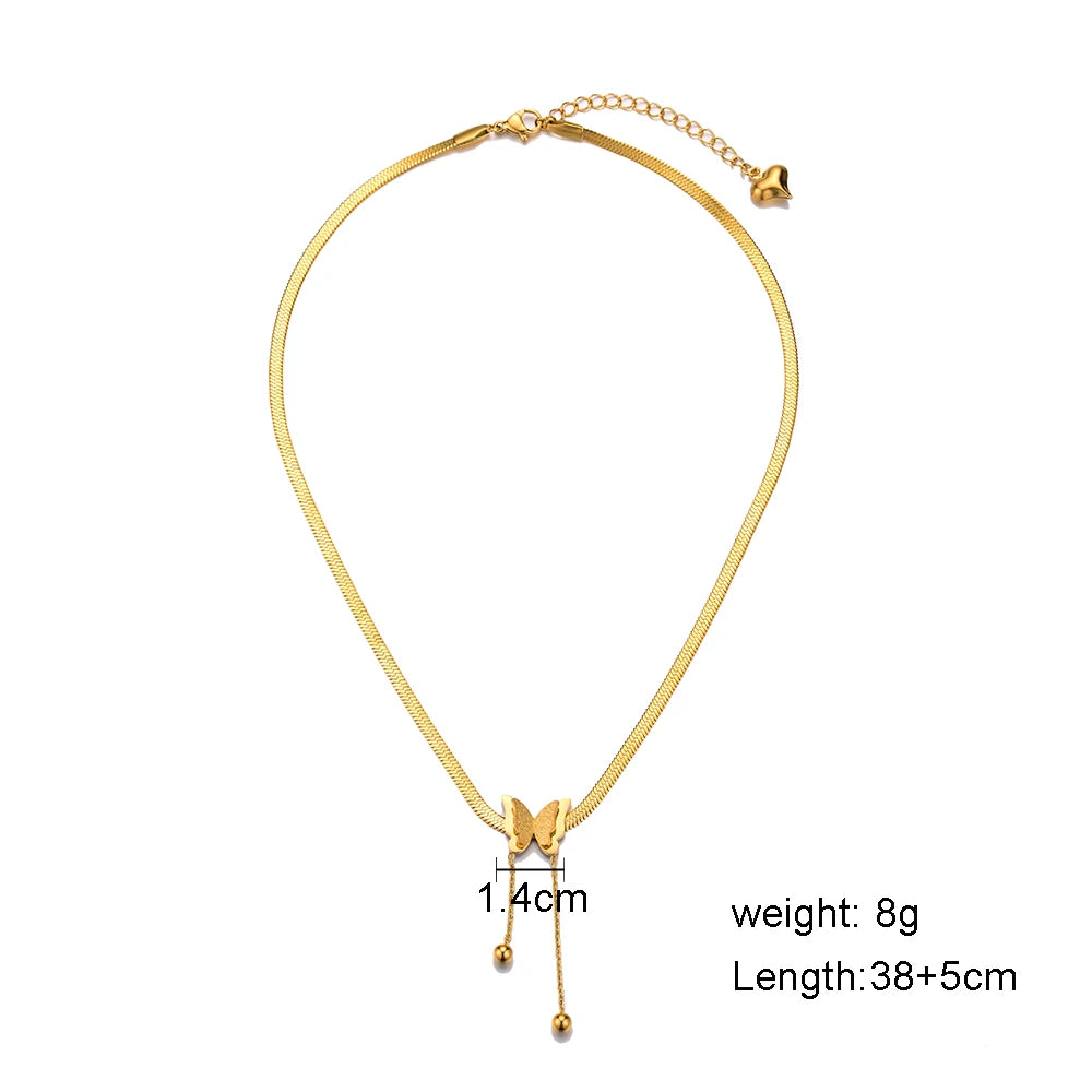 Multilayer Butterfly Necklace – Women’s Gold Stainless Steel Choker