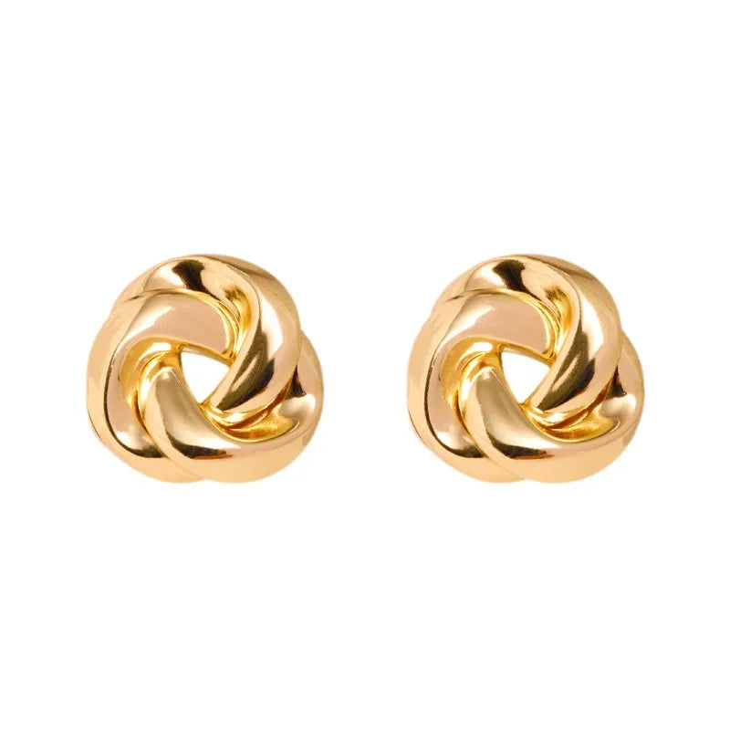 Golden Twist Stud Earrings – Creative Geometric Women’s Jewelry