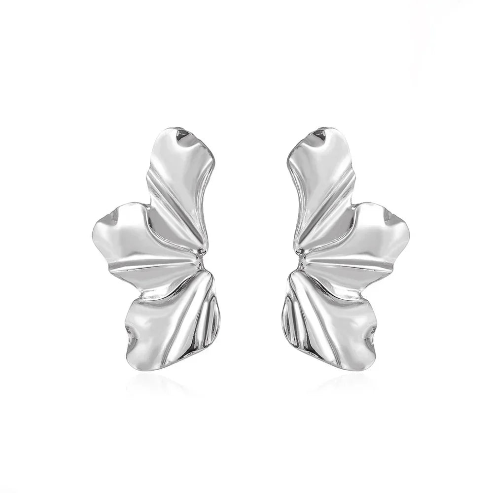 Big Metal Flower Earrings – Gold & Silver Irregular Women’s Jewelry