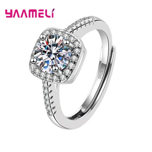 925 Sterling Silver Ring – Unisex Wedding Engagement Zircon Jewelry