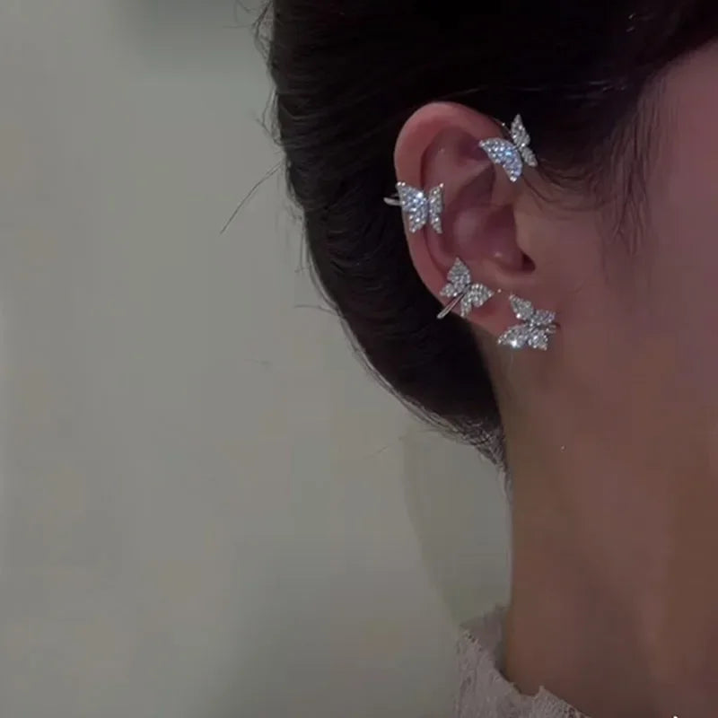 Butterfly Zircon Ear Cuff – Silver Plated Clip Earrings for Women