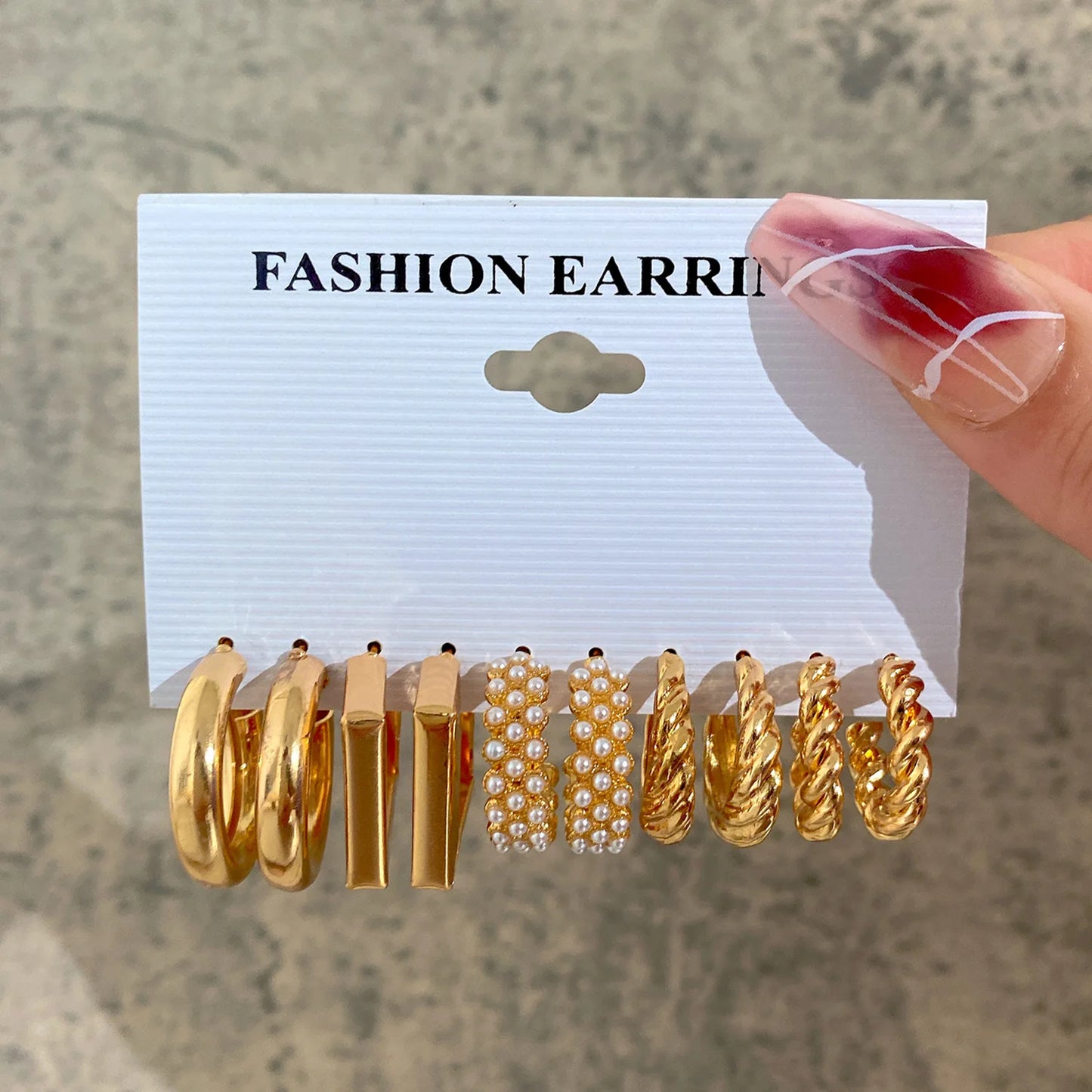 Geometric Stud Earrings Set – Exaggerated Women’s Fashion Jewelry