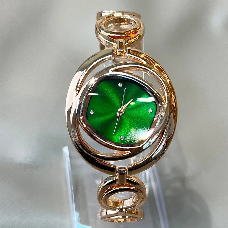 Women’s Classic Gold Bracelet Watch – Luxury Alloy Quartz Wristwatch