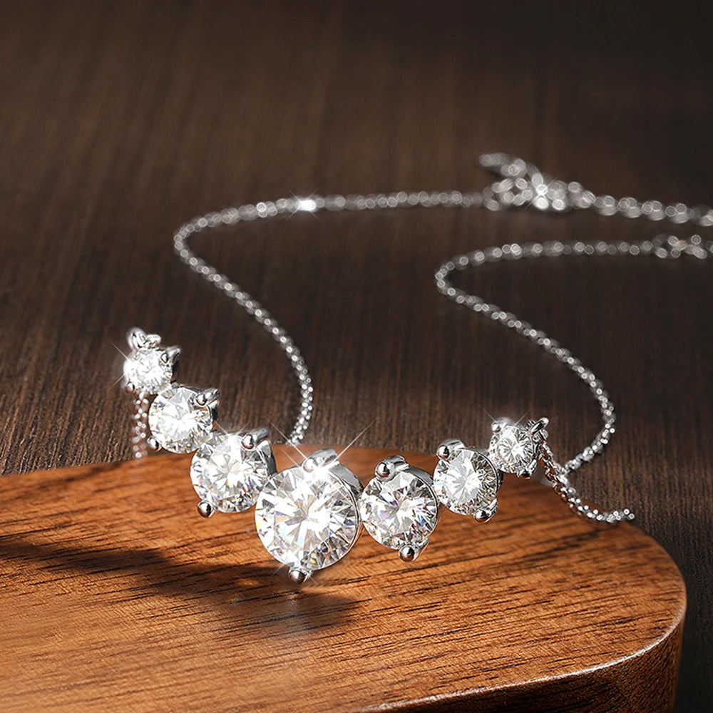 Moissanite Pendant Necklace – 925 Sterling Silver & 18K White Gold