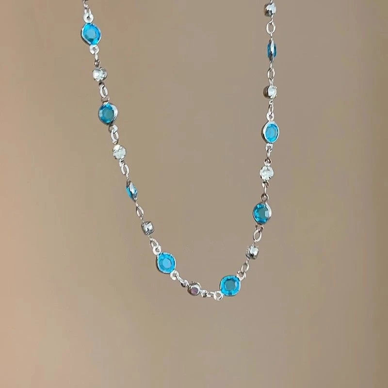 Romantic Blue Crystal Butterfly Necklace – Women’s Zircon Choker Jewelry