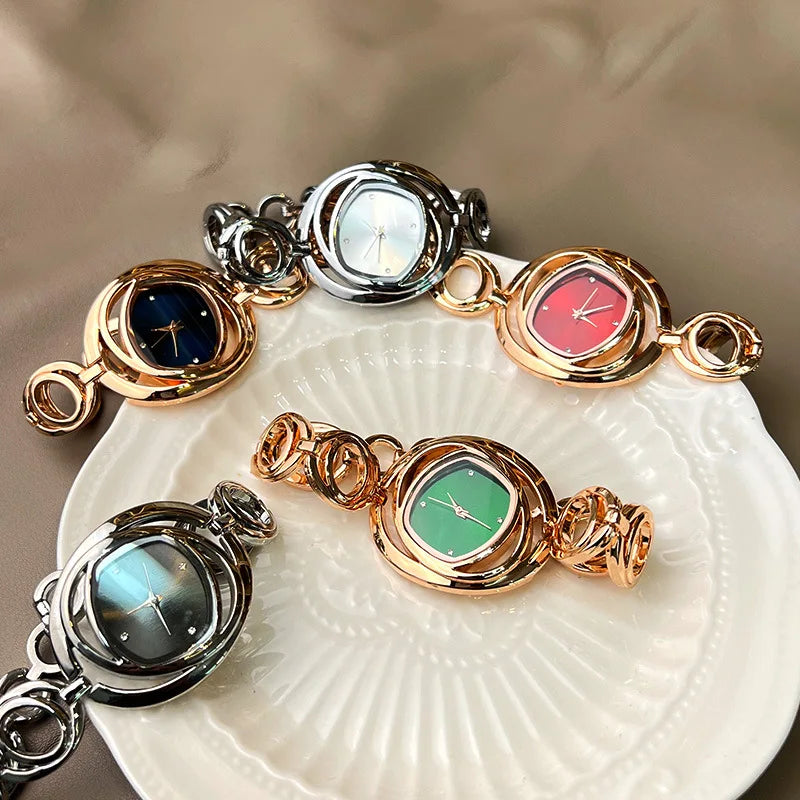Women’s Classic Gold Bracelet Watch – Luxury Alloy Quartz Wristwatch