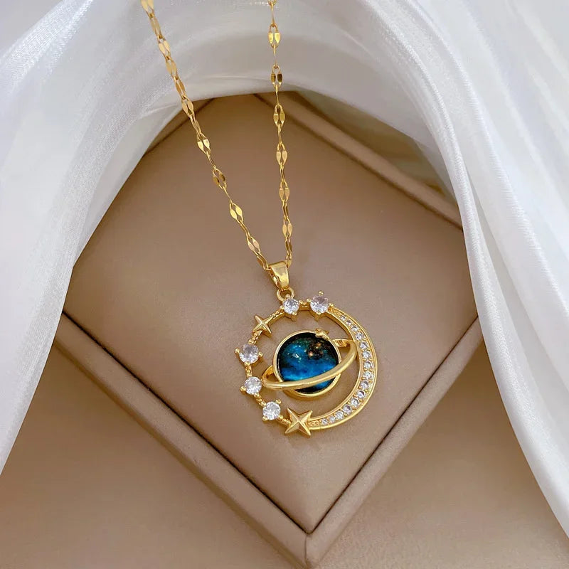 Delicate Starry Pendant Necklace – Women’s Zirconium Luxury Jewelry