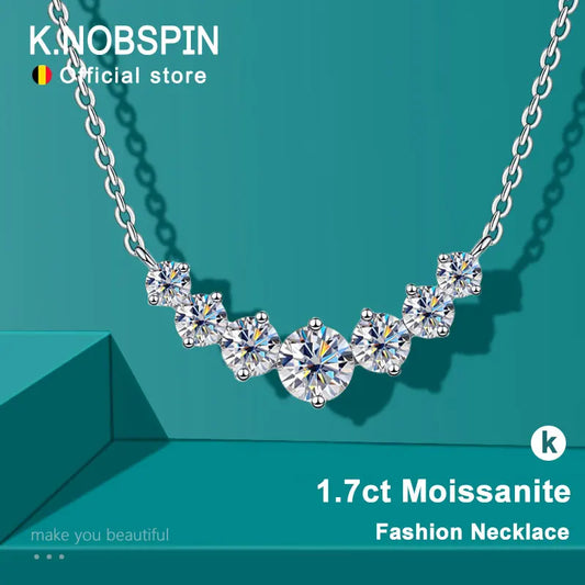 Moissanite Pendant Necklace – 925 Sterling Silver & 18K White Gold