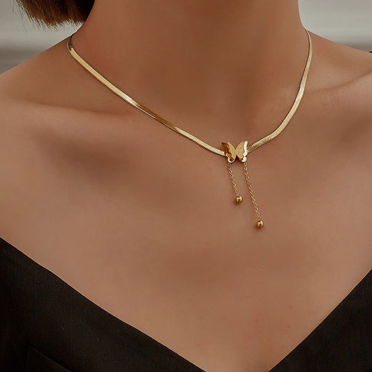 Multilayer Butterfly Necklace – Women’s Gold Stainless Steel Choker