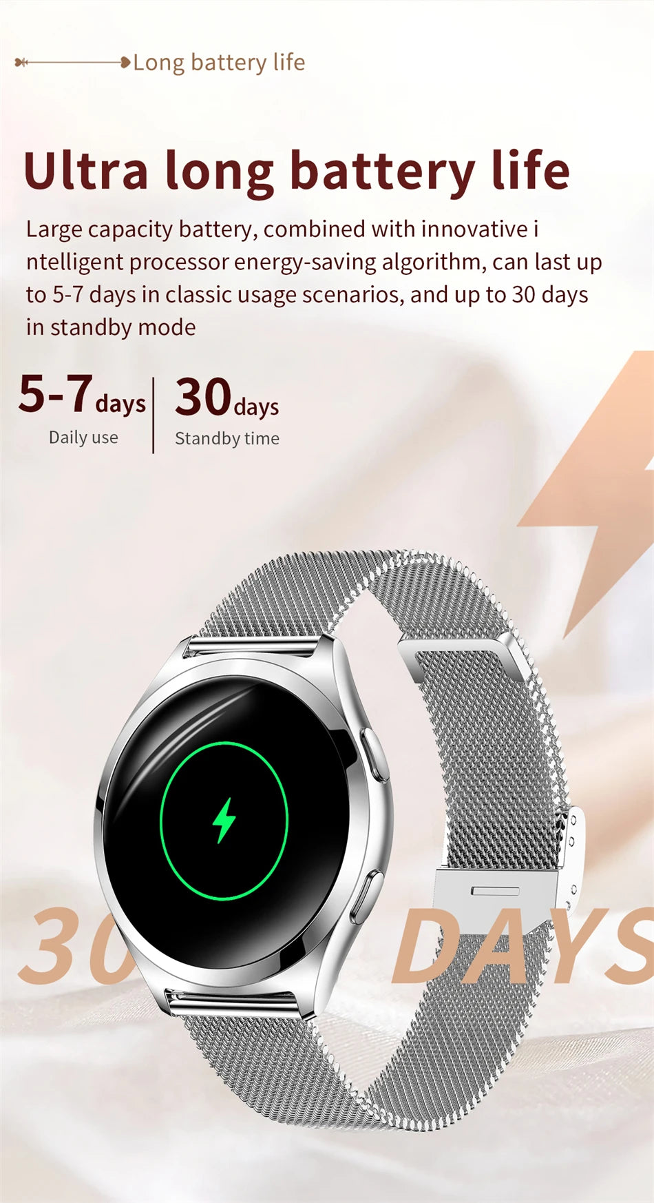 LIGE Women’s Smartwatch – 1.27” AMOLED HD Screen Bluetooth Call Watch