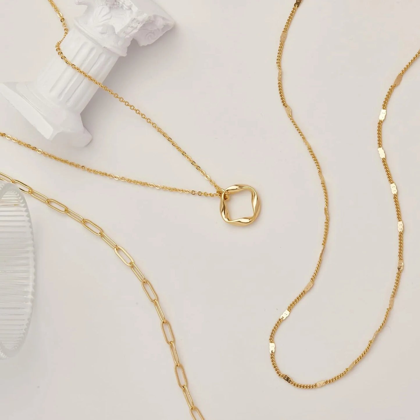 Layered Gold Necklace Set – Women’s 14K Plated Paperclip Chain Jewelry