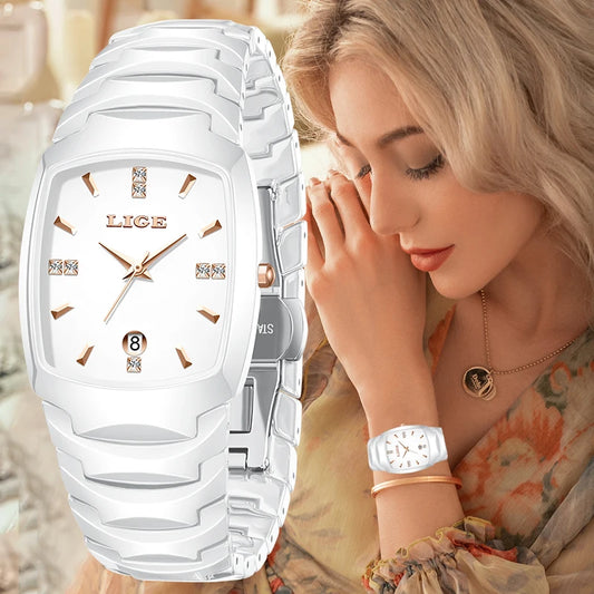 LIGE Women’s Luxury Watch – Elegant Stainless Steel Quartz with Calendar