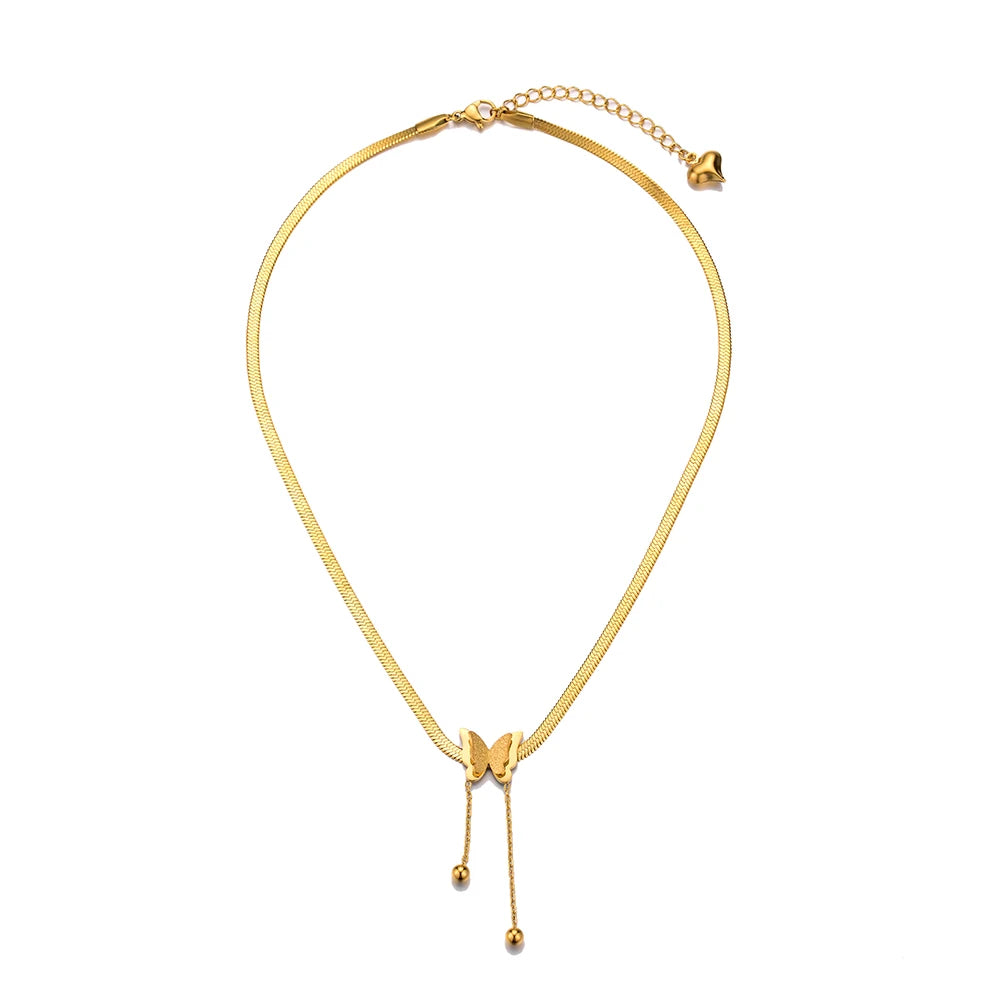 Multilayer Butterfly Necklace – Women’s Gold Stainless Steel Choker