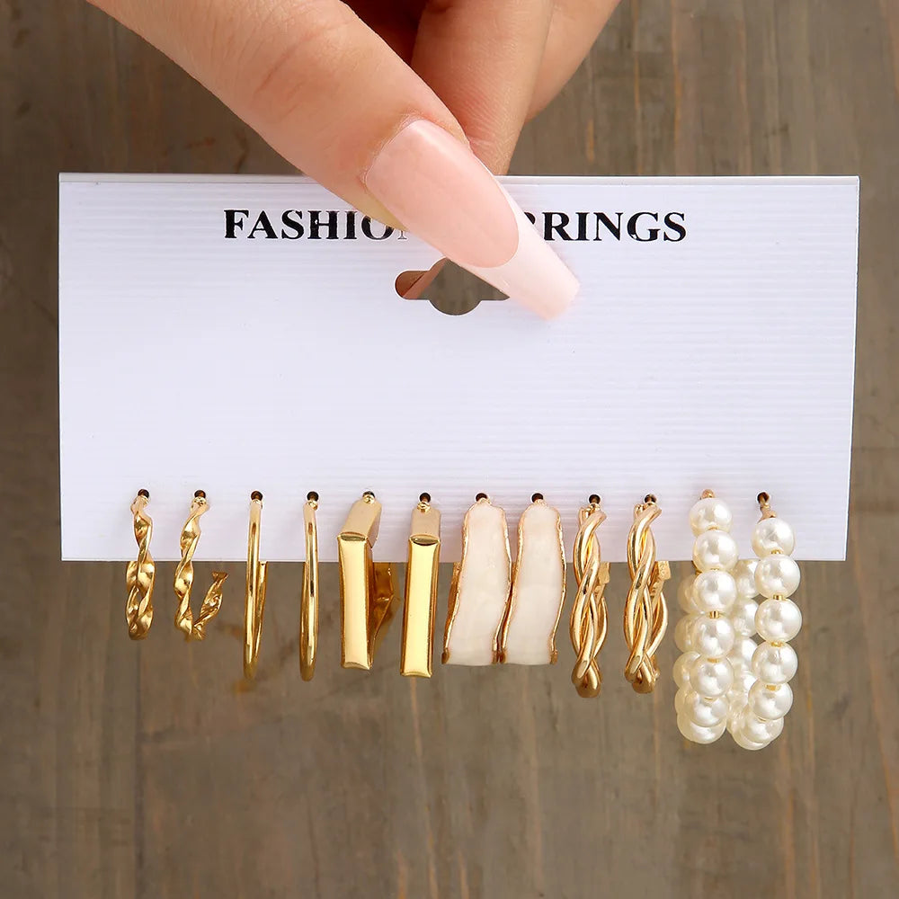 Geometric Stud Earrings Set – Exaggerated Women’s Fashion Jewelry