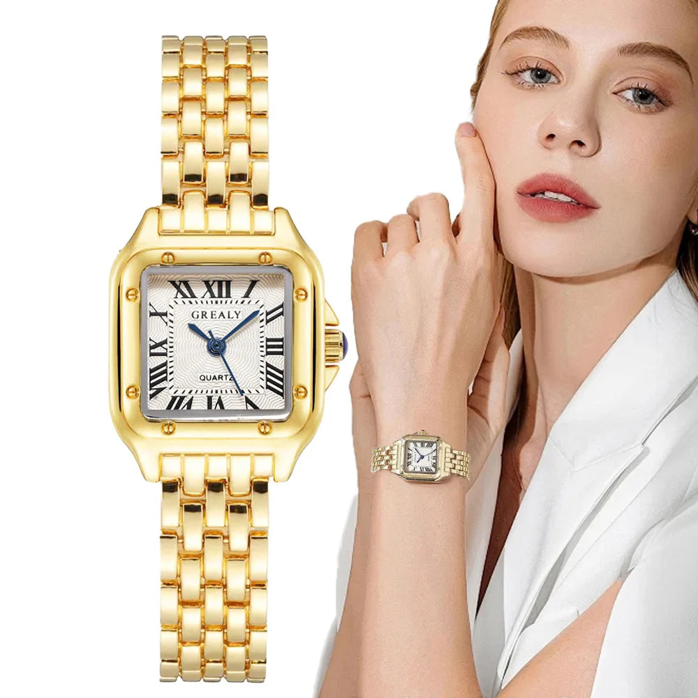 Women’s Gold Stainless Steel Watch – Luxury Business Quartz Wristwatch