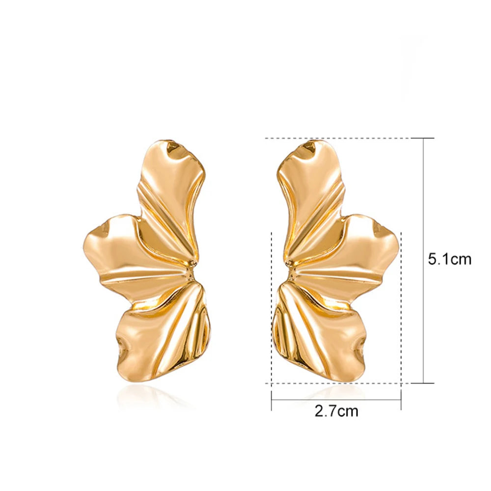 Big Metal Flower Earrings – Gold & Silver Irregular Women’s Jewelry