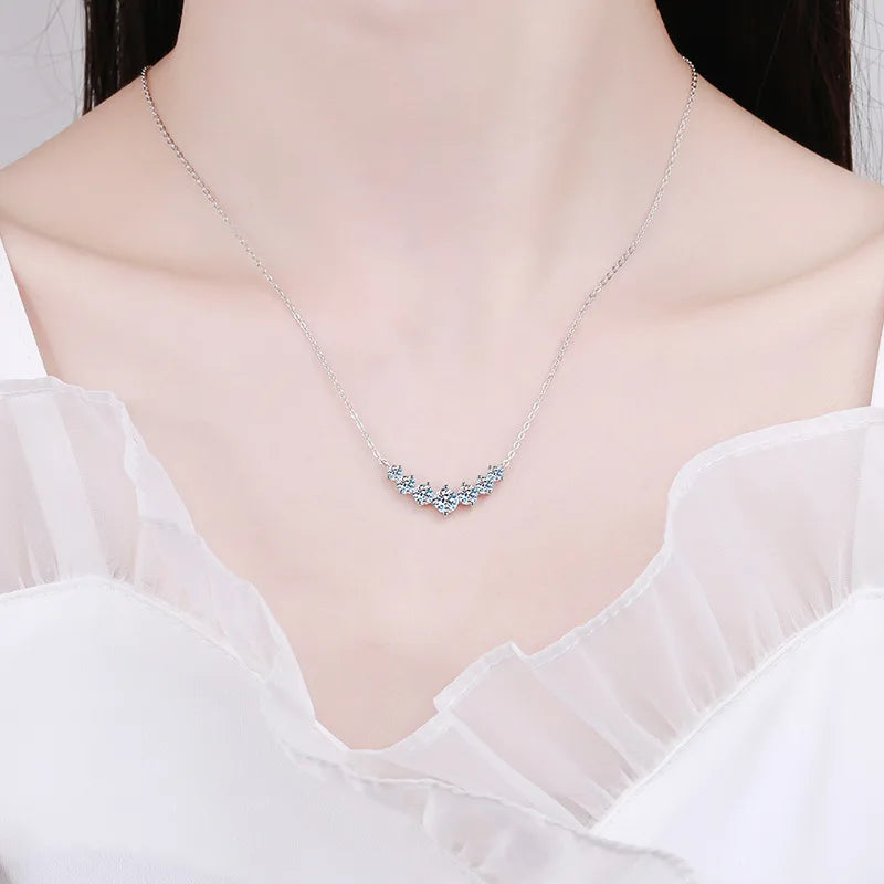 Moissanite Pendant Necklace – 925 Sterling Silver & 18K White Gold