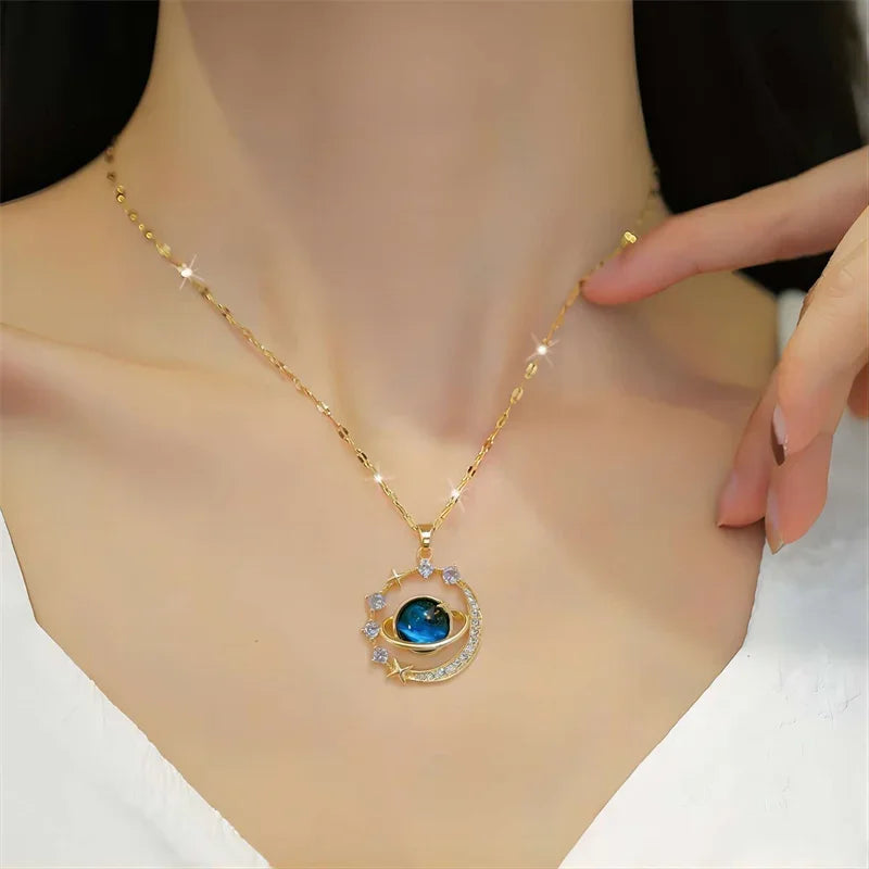 Delicate Starry Pendant Necklace – Women’s Zirconium Luxury Jewelry