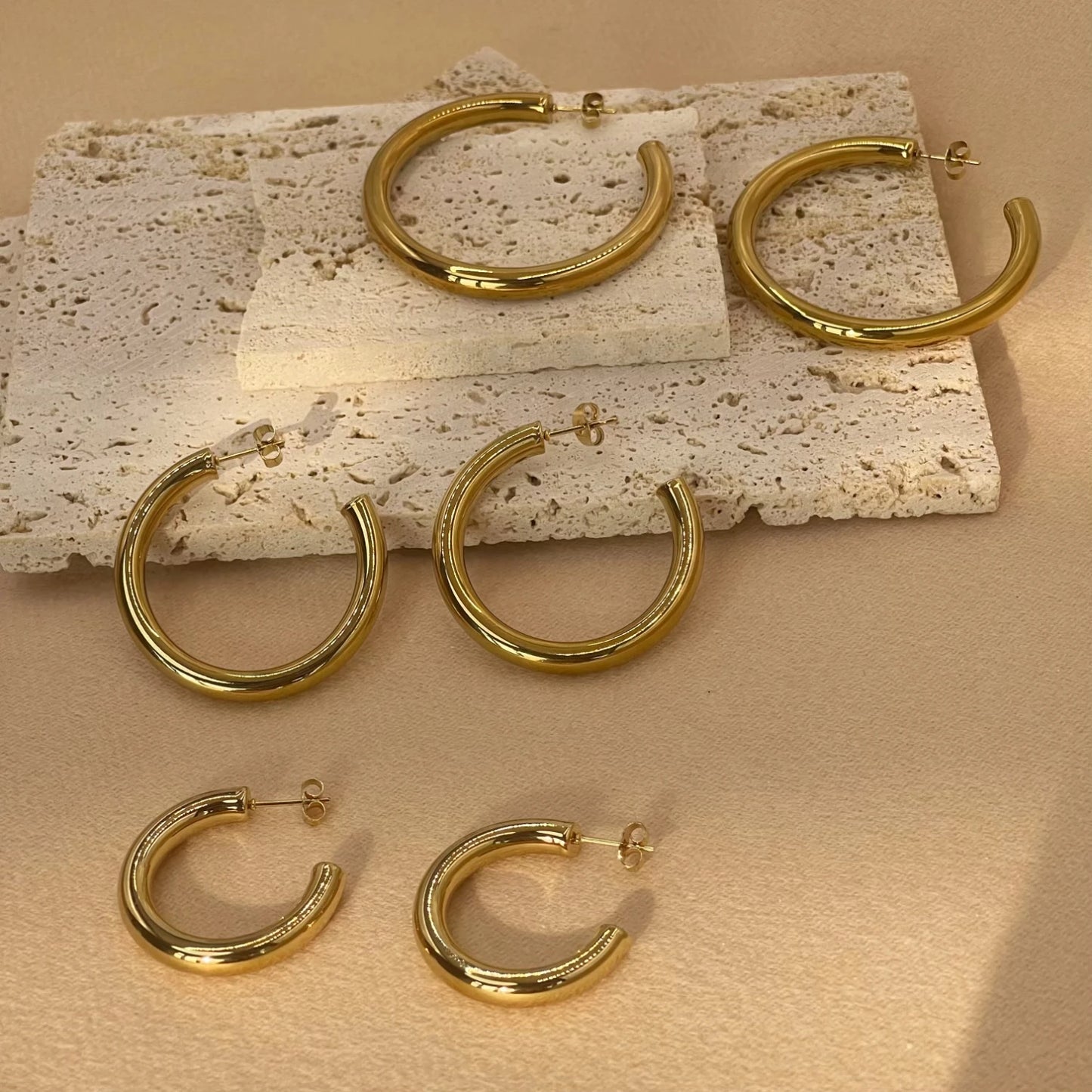 Large Hoop Earrings – Stainless Steel Gold Women’s Jewelry