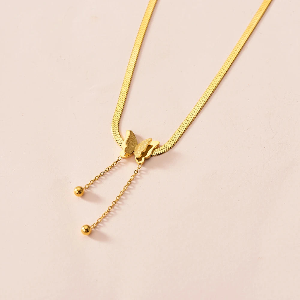 Multilayer Butterfly Necklace – Women’s Gold Stainless Steel Choker