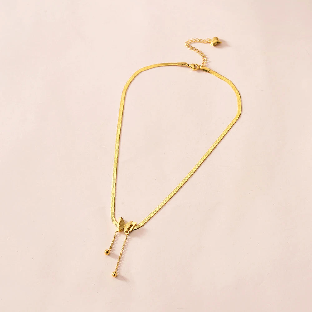 Multilayer Butterfly Necklace – Women’s Gold Stainless Steel Choker