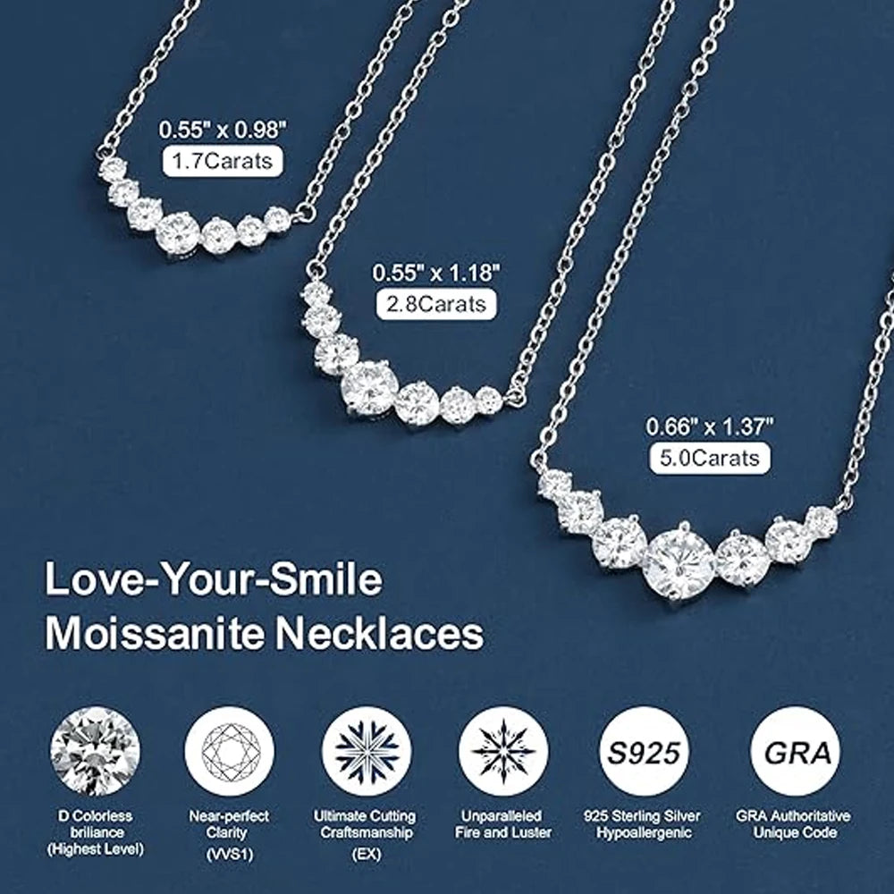 Moissanite Pendant Necklace – 925 Sterling Silver & 18K White Gold