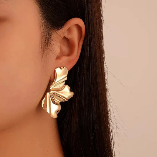Big Metal Flower Earrings – Gold & Silver Irregular Women’s Jewelry