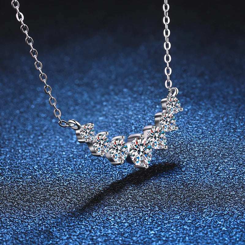 Moissanite Pendant Necklace – 925 Sterling Silver & 18K White Gold