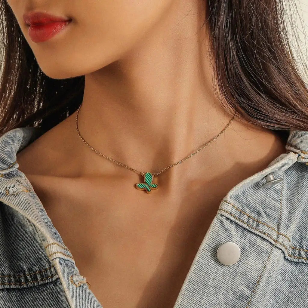 Multilayer Butterfly Necklace – Women’s Gold Stainless Steel Choker