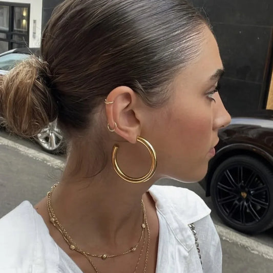 Large Hoop Earrings – Stainless Steel Gold Women’s Jewelry