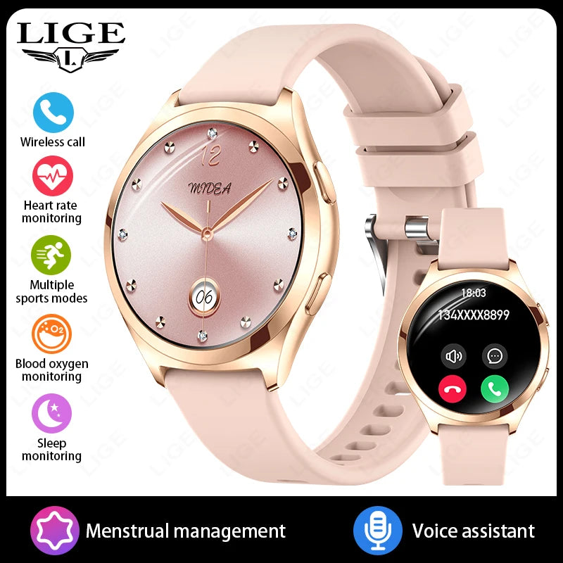 LIGE Women’s Smartwatch – 1.27” AMOLED HD Screen Bluetooth Call Watch