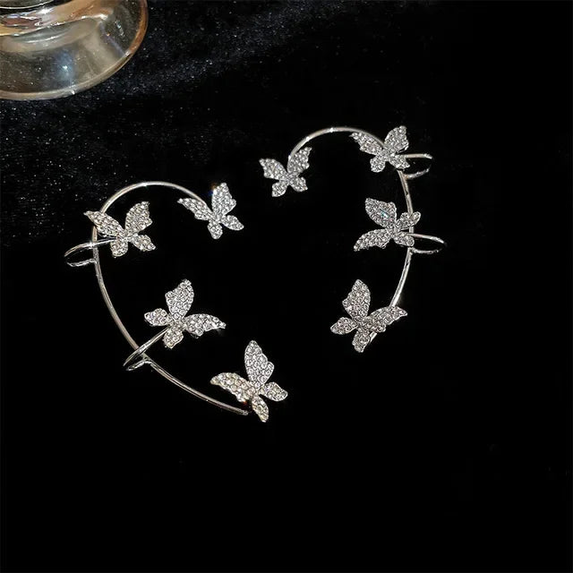 Butterfly Zircon Ear Cuff – Silver Plated Clip Earrings for Women